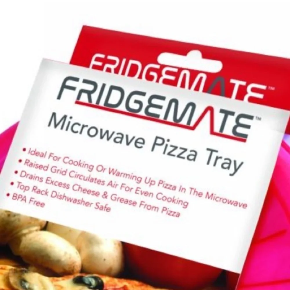 Fridgemate Pizza Reheating Microwave Trays 2 Piece Set Round Red New Merchandise